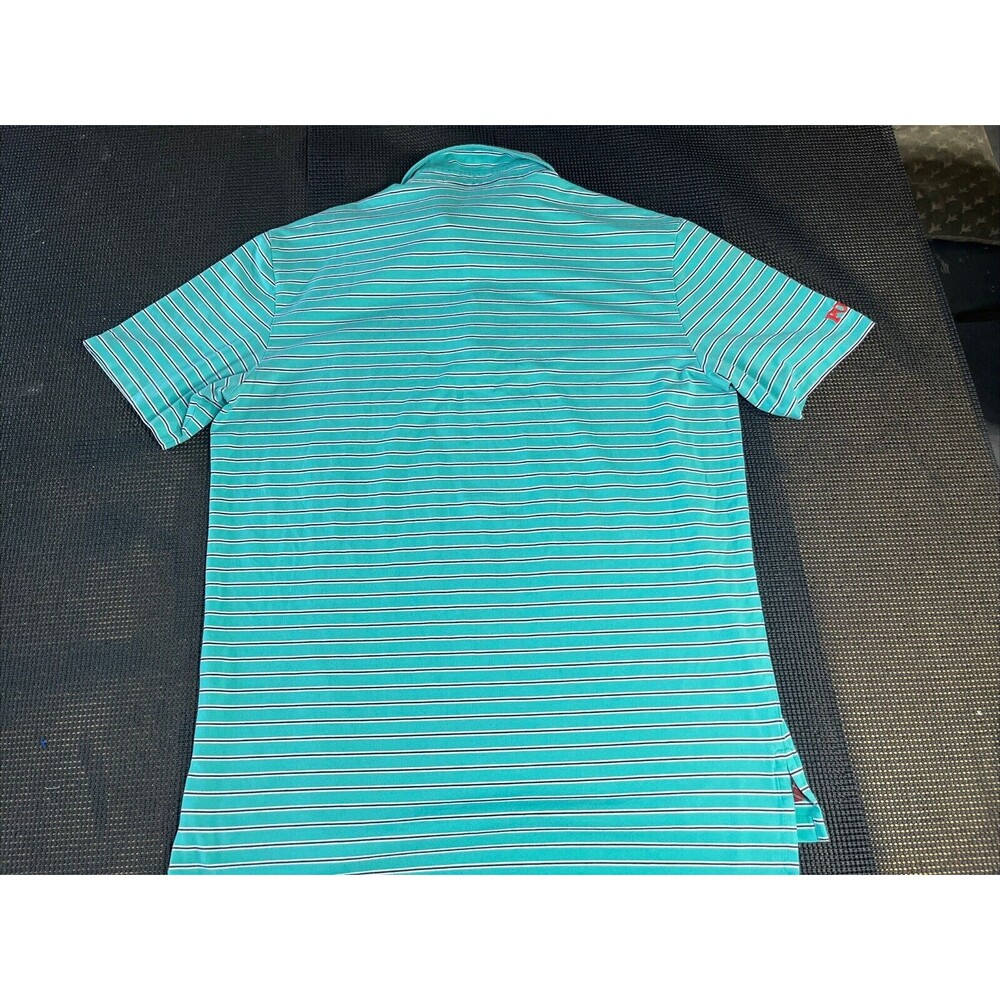 Polo Golf Ralph Lauren Shirt Mens Large Teal Striped Stretch Lisle Pocket Polo - Picture 8 of 8